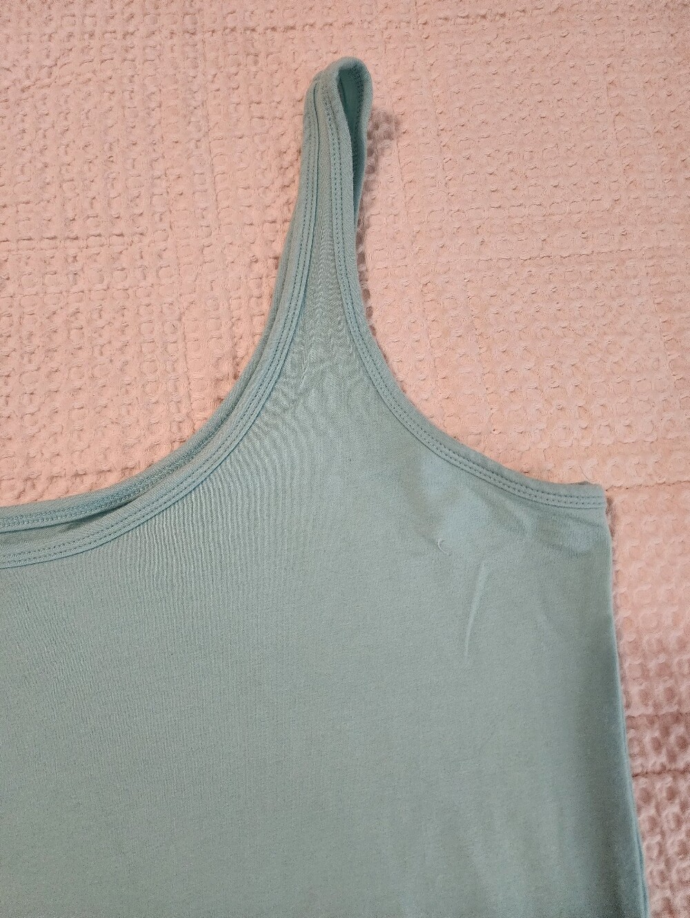 Simply Emma Women’s Sleeveless Tank Top Pastel Aqua Cotton Spandex 1X - Picture 2 of 8